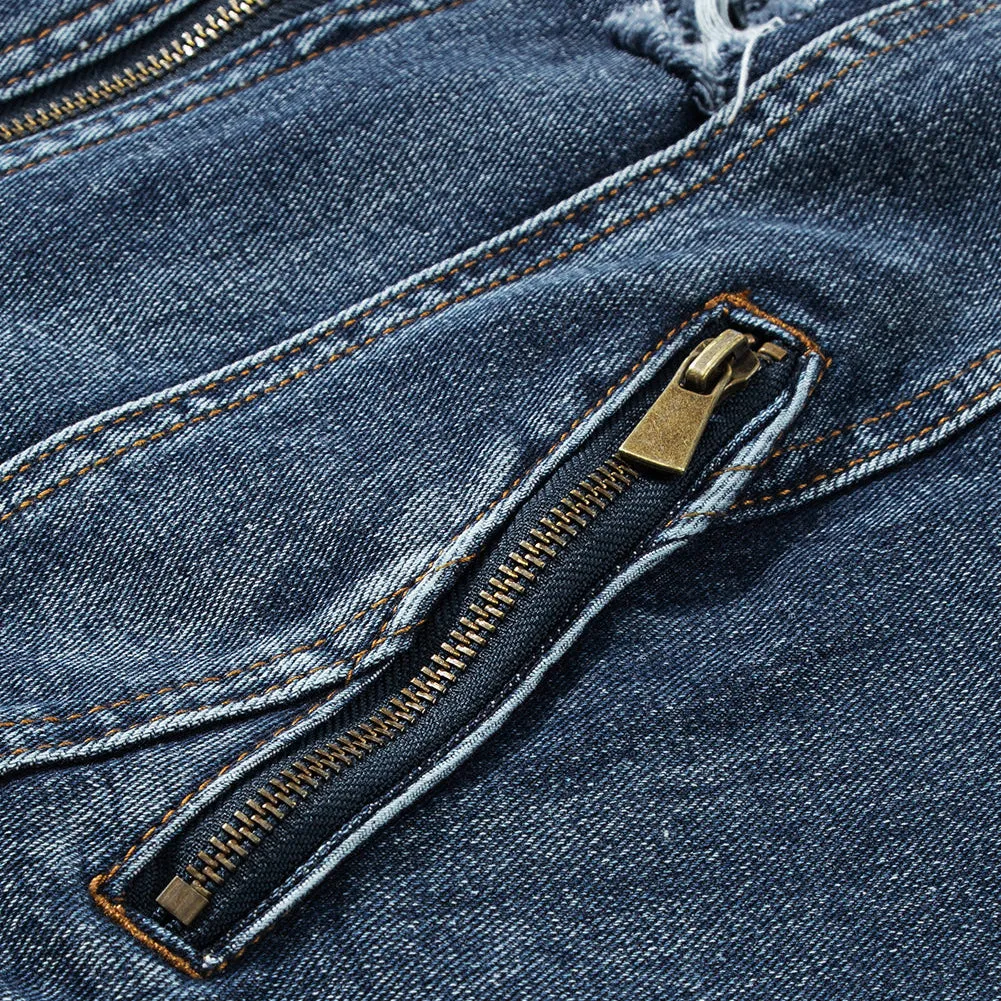 Two-Piece Hooded Zip-Up Denim Jacket