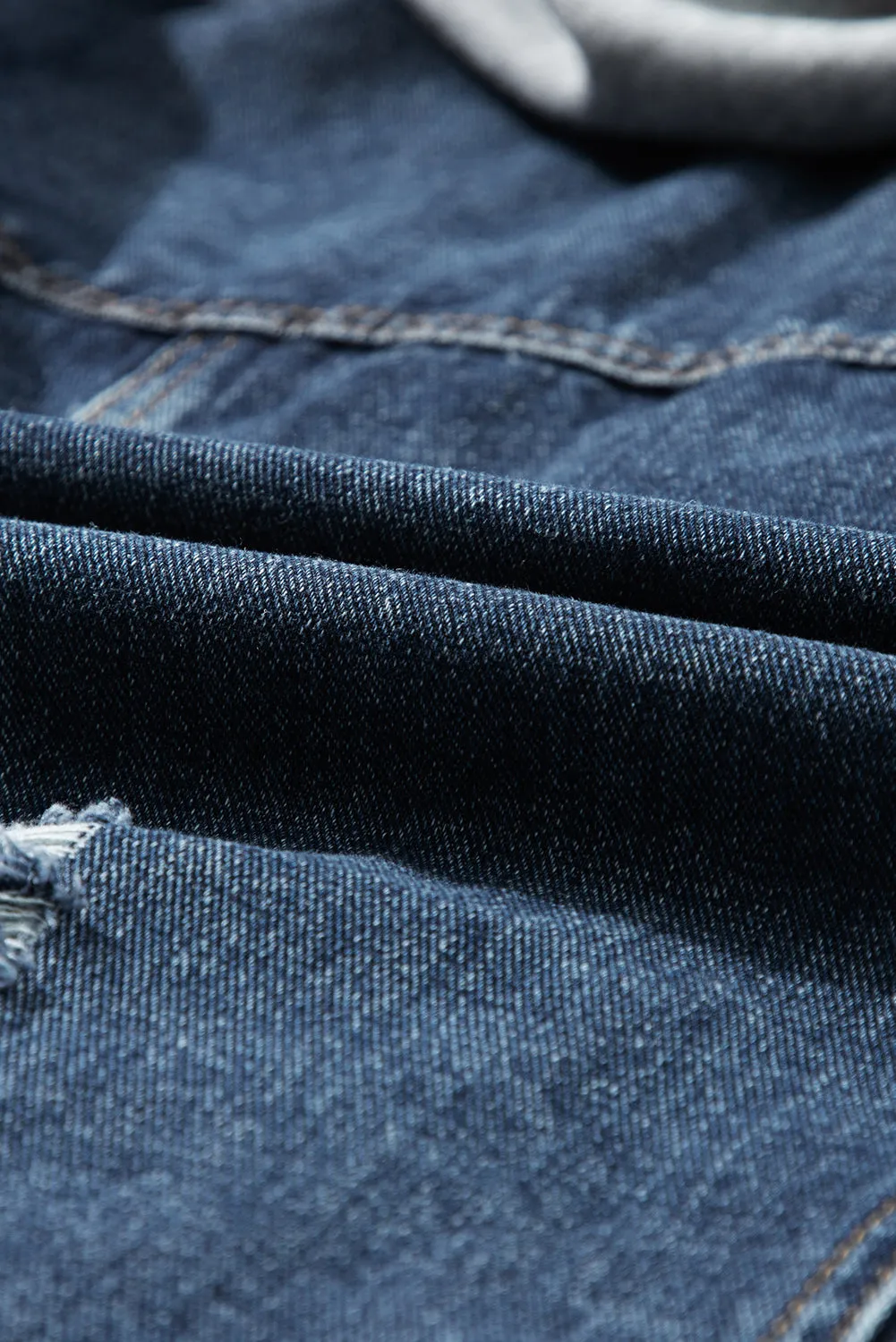 Two-Piece Hooded Zip-Up Denim Jacket