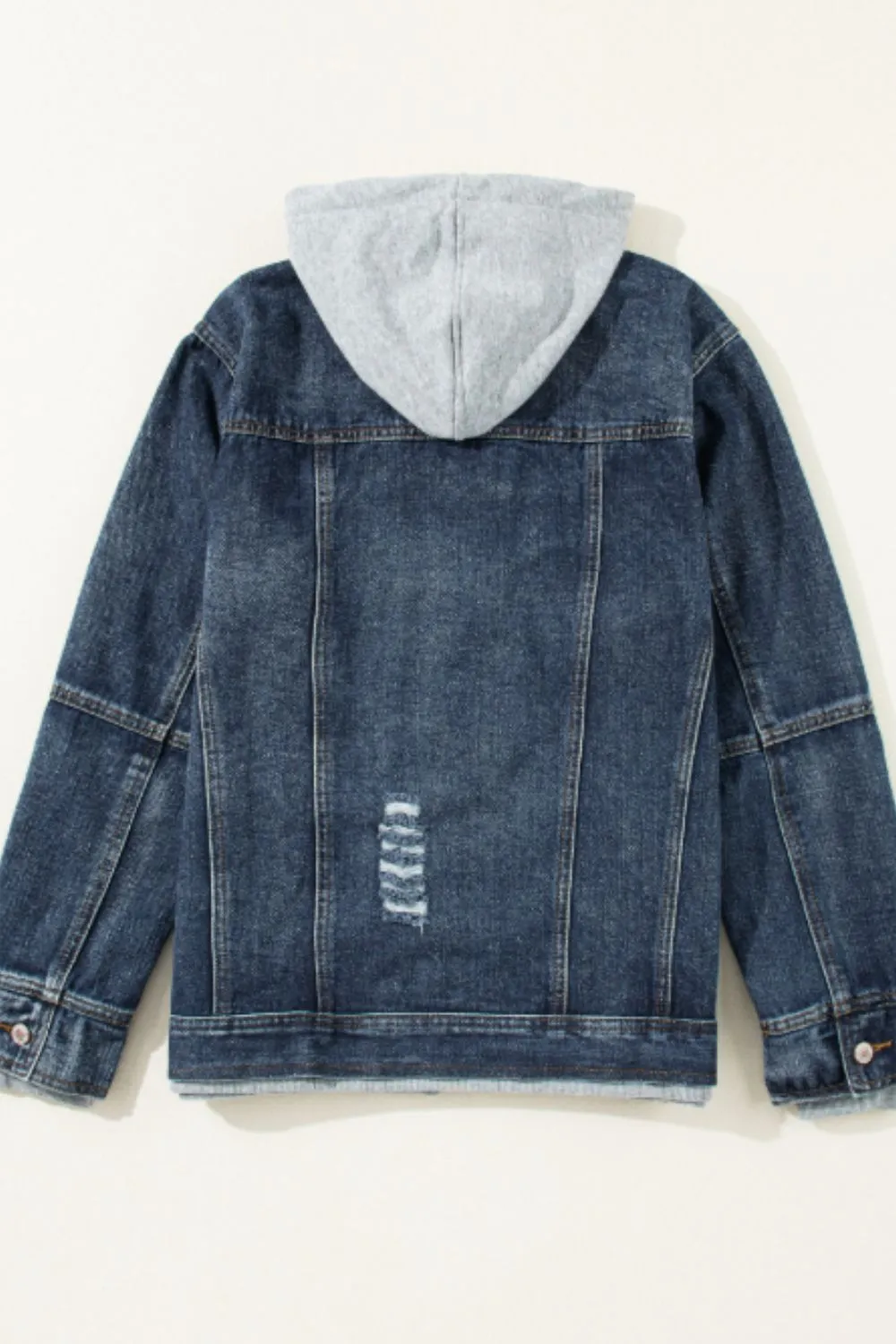 Two-Piece Hooded Zip-Up Denim Jacket
