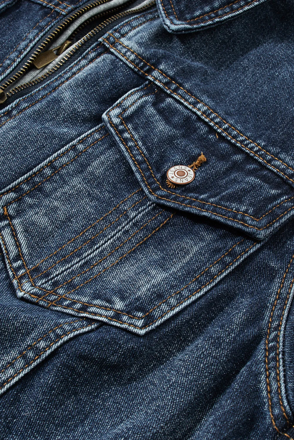 Two-Piece Hooded Zip-Up Denim Jacket
