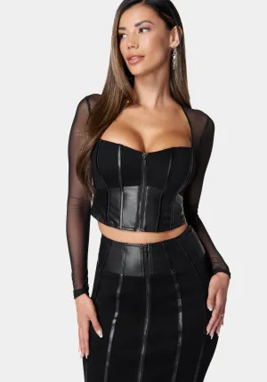 Vegan Leather Combo Pdr Bustier Top