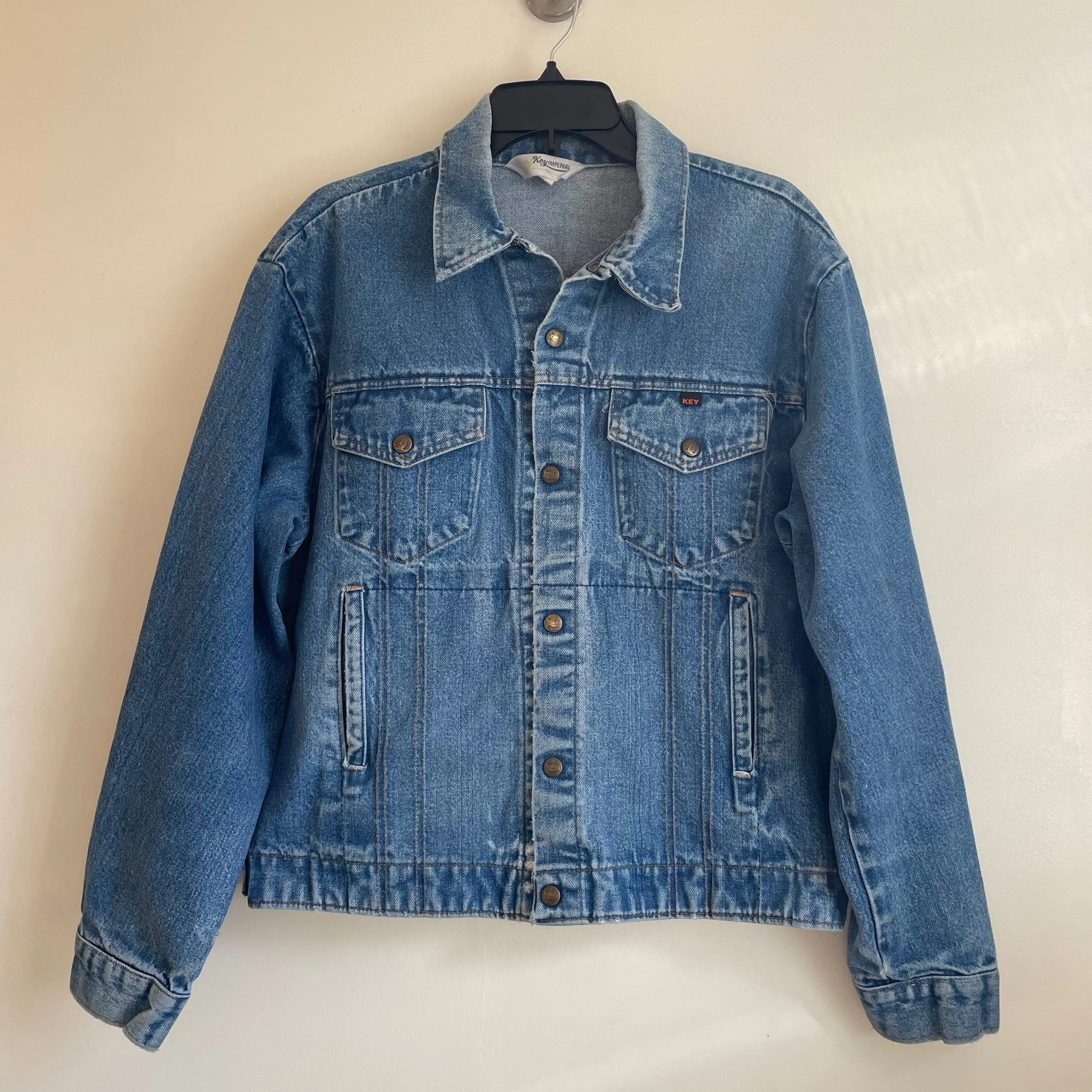 Vintage Unisex 80s 90s Key Imperial Denim Trucker jacket // Size 44R // Made in USA (HT22)