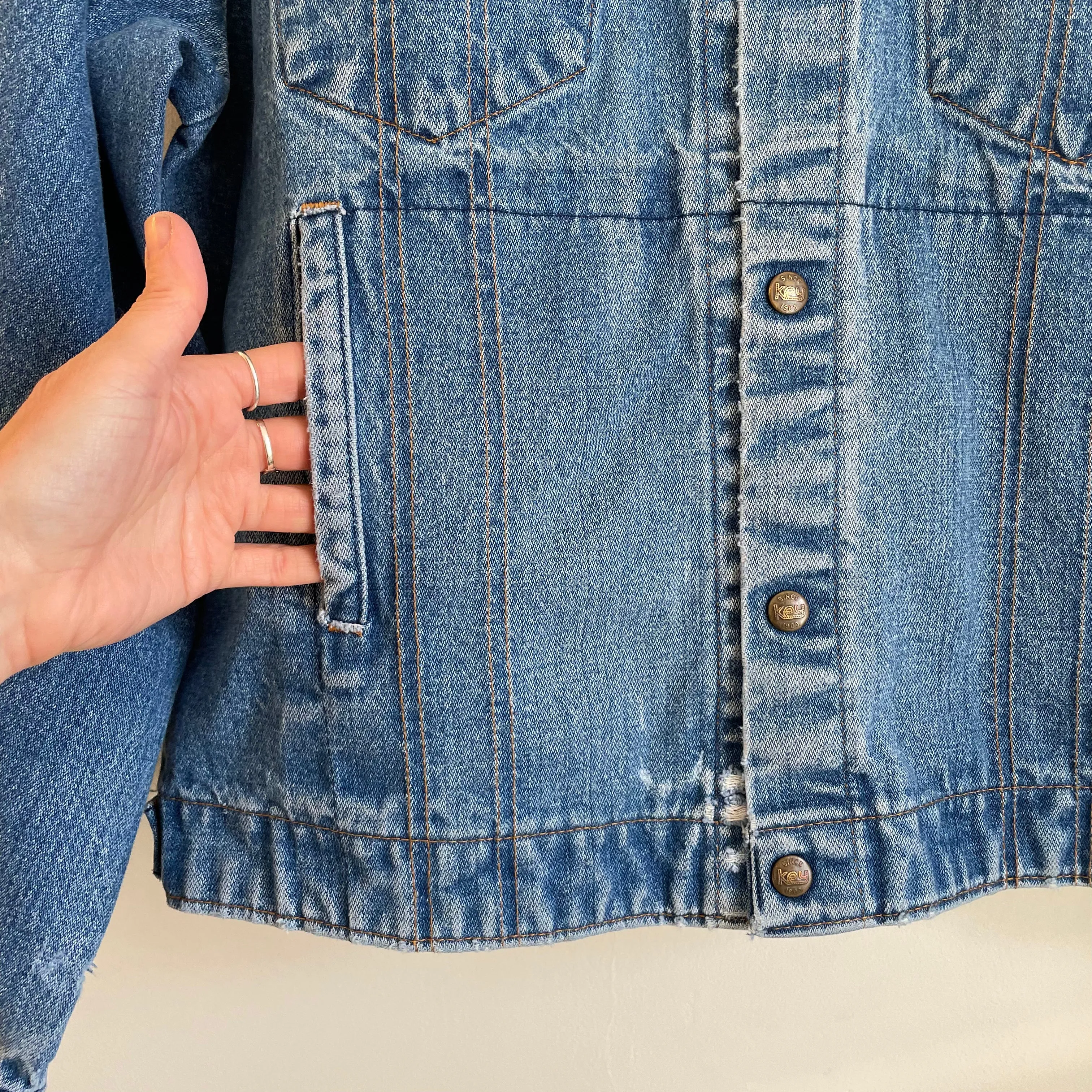 Vintage Unisex 80s 90s Key Imperial Denim Trucker jacket // Size 44R // Made in USA (HT22)