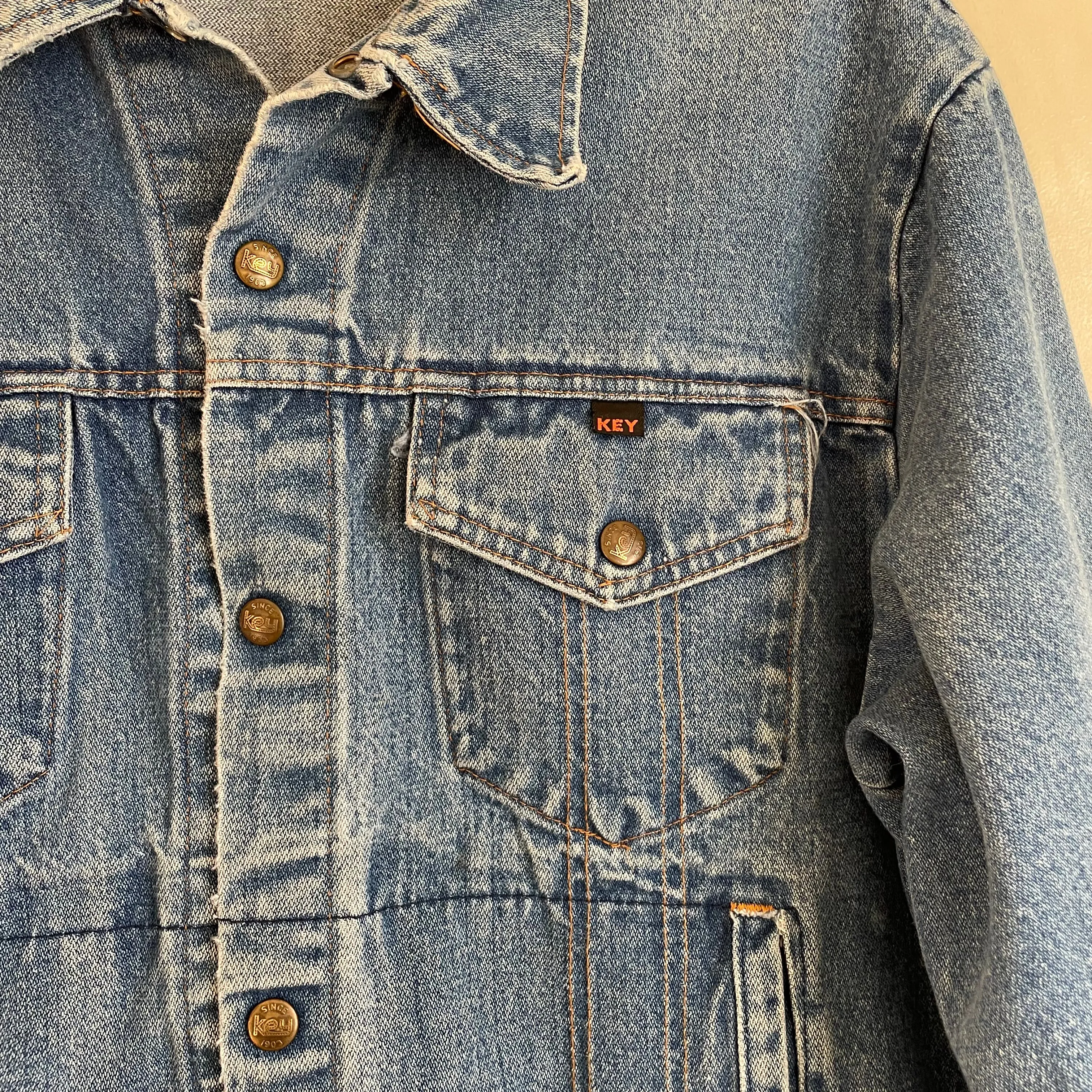 Vintage Unisex 80s 90s Key Imperial Denim Trucker jacket // Size 44R // Made in USA (HT22)