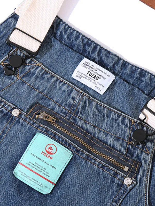 Washed Distressed Denim Jumpsuit