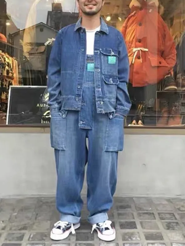 Washed Distressed Denim Jumpsuit