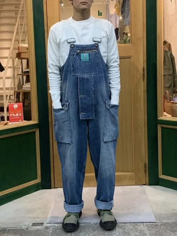 Washed Distressed Denim Jumpsuit