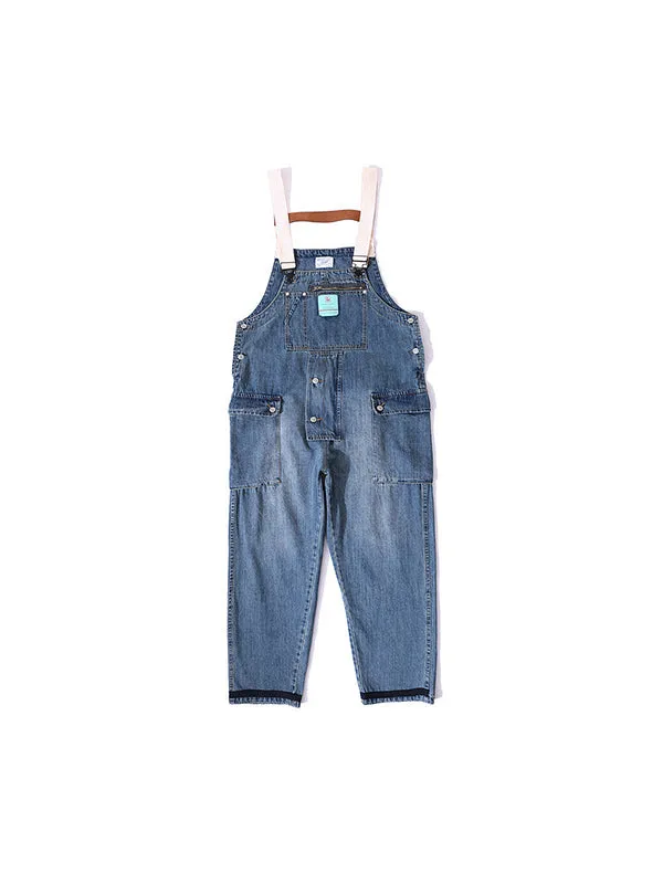 Washed Distressed Denim Jumpsuit