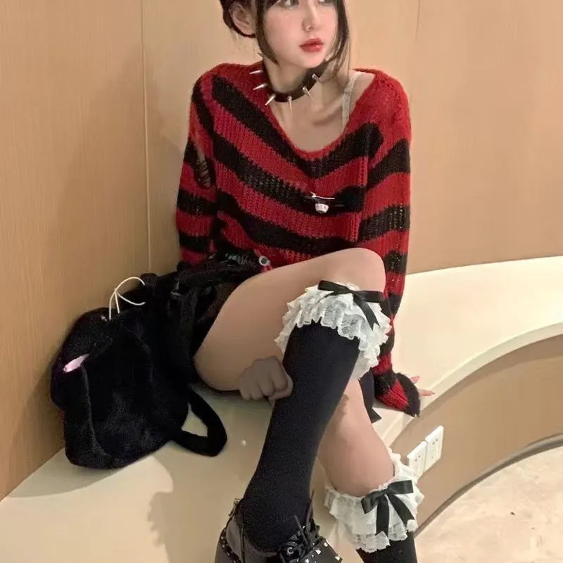 Women Punk Destroyed Sweater