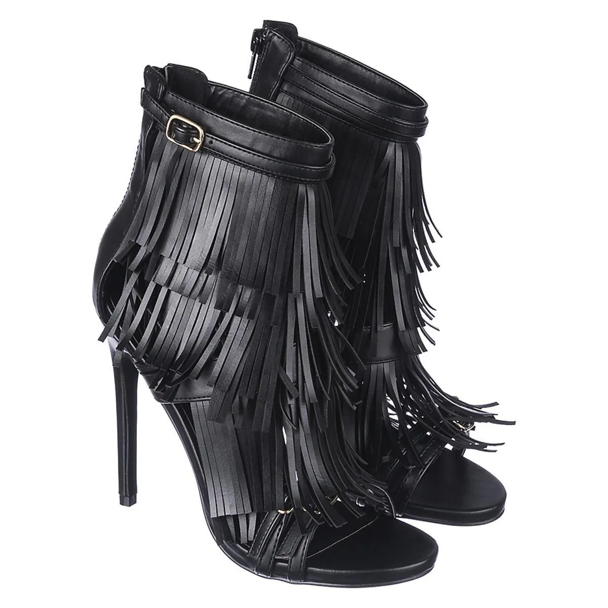 Women's Fringe Leather Heel Melko