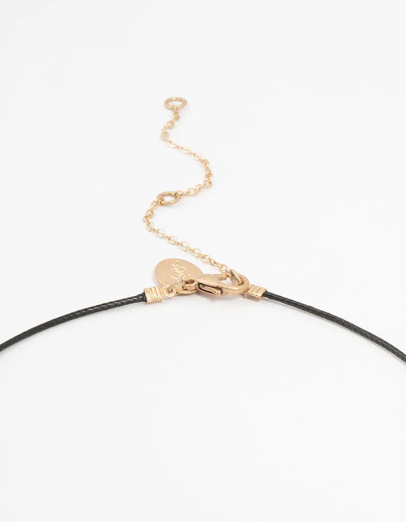 Worn Gold Locket Cord Necklace