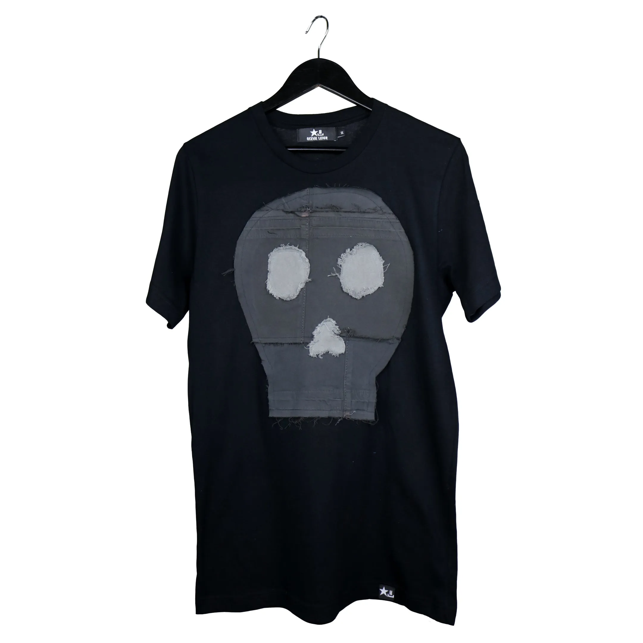 XO Skeleton - Upcycled t-shirt with denim skull
