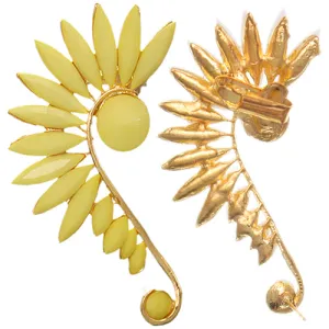 Yellow Beaded Faceted Stud Cuff Earring