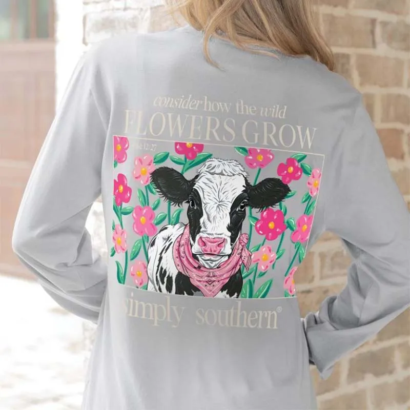 Youth Cow Flower Long Sleeve T-Shirt